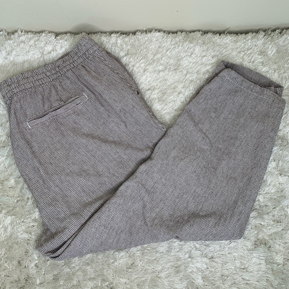 Old Navy Linen Blend Cargo Pants Brown White Fine Stripe Sz XL